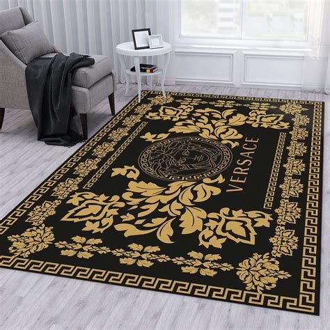 versace bathroom rug set|Versace rug black and gold.